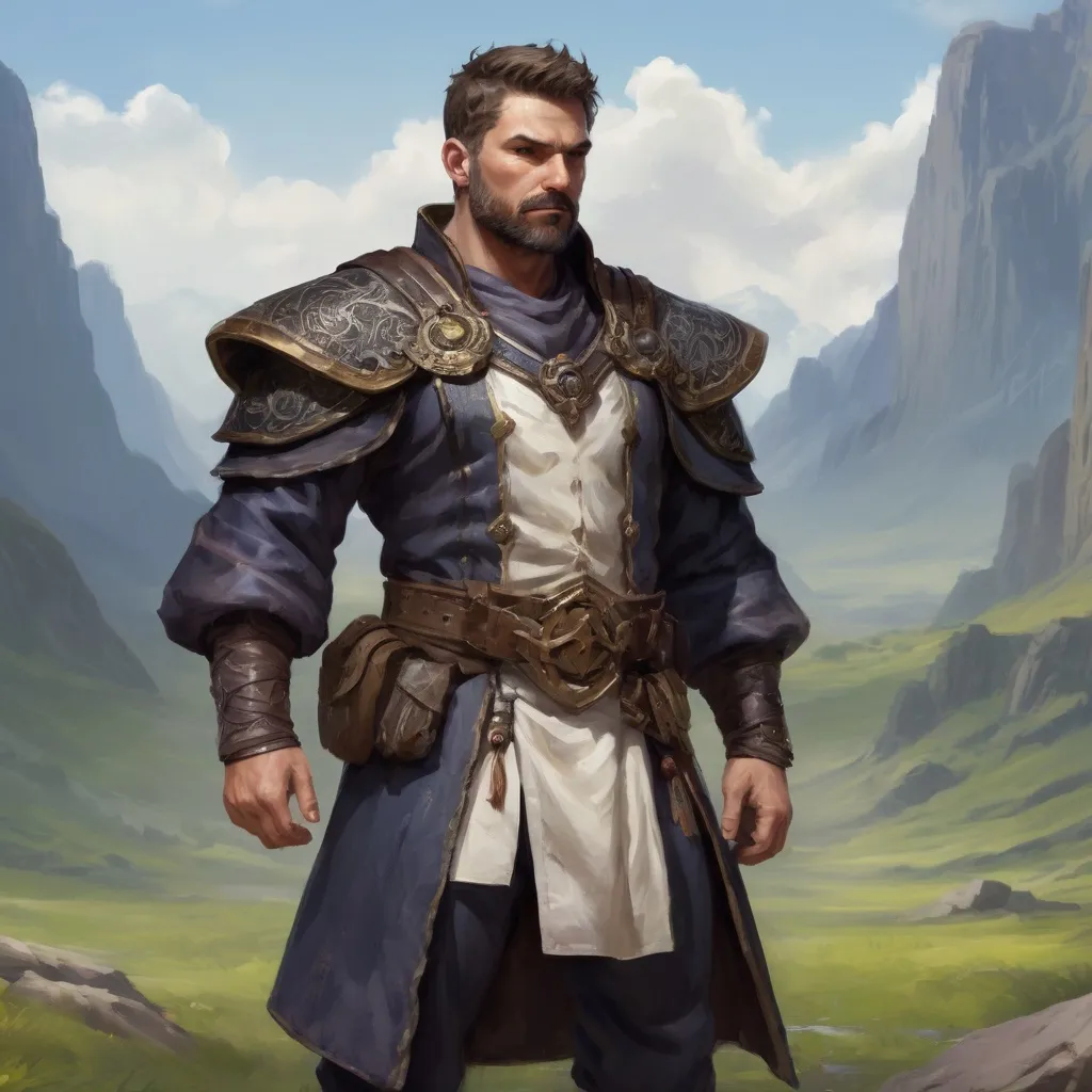 Prompt: male stocky heavy-set royal argentinian transmuter-magus with short-cut hair and beard, open shirt hairy chest, casting bright spell, in windy valley at night, pathfinder, d&d setting, realistic high quality, enhanced shadow quality