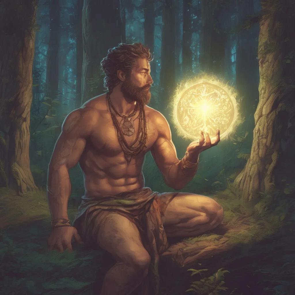 Prompt: (Full body) male handsome muscular young archdruid with short hair and beard, casting a ritual spell, no shirt on, in a field by a forest at night, pathfinder, d&d setting, in a realistic high quality digital art style