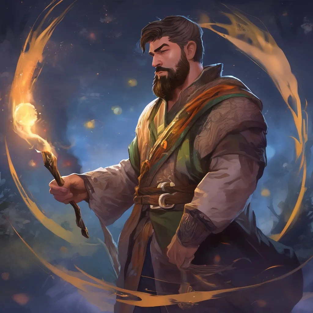 Prompt: (Full body) male stocky druid with short-cut hair and beard, casting a swirly astral-spell, in nature at night pathfinder, d&d setting, in a realistic digital art style