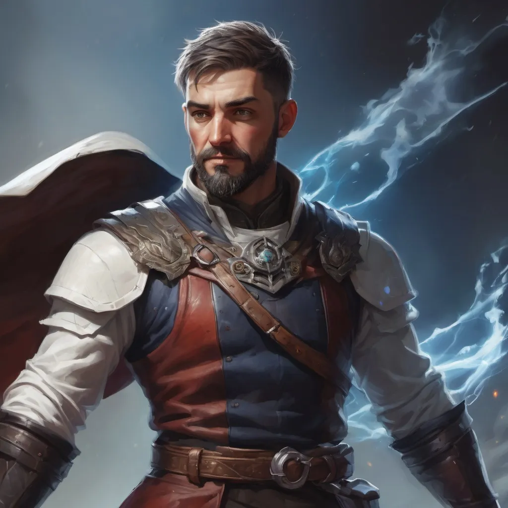 Prompt: Male stocky heavy-set mature illutionist with short-cut hair and beard, on a battlefield, in combat, casting a white-spell, pathfinder, d&d setting, in a realistic high quality digital art style, enhanced shadow quality, colorful