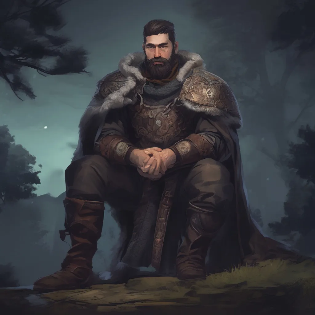 Prompt: (Full body) male manly stocky holy paladin with dark short-cut hair and beard, in nature at night, pathfinder, d&d setting, in a realistic digital art style