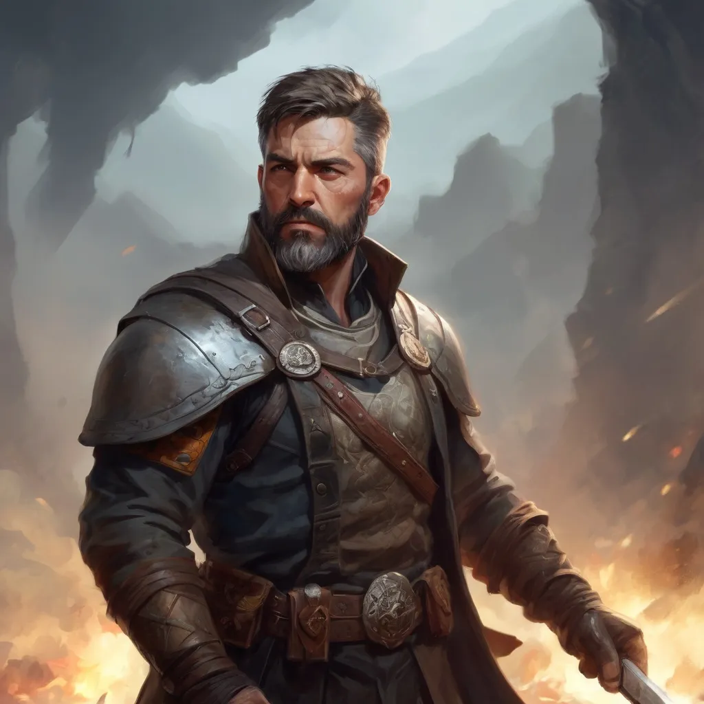 Prompt: Male stocky heavy-set mature illutionist with short-cut hair and beard, on a battlefield, in combat, casting a sage-spell, pathfinder, d&d setting, enhanced shadow quality, realistic