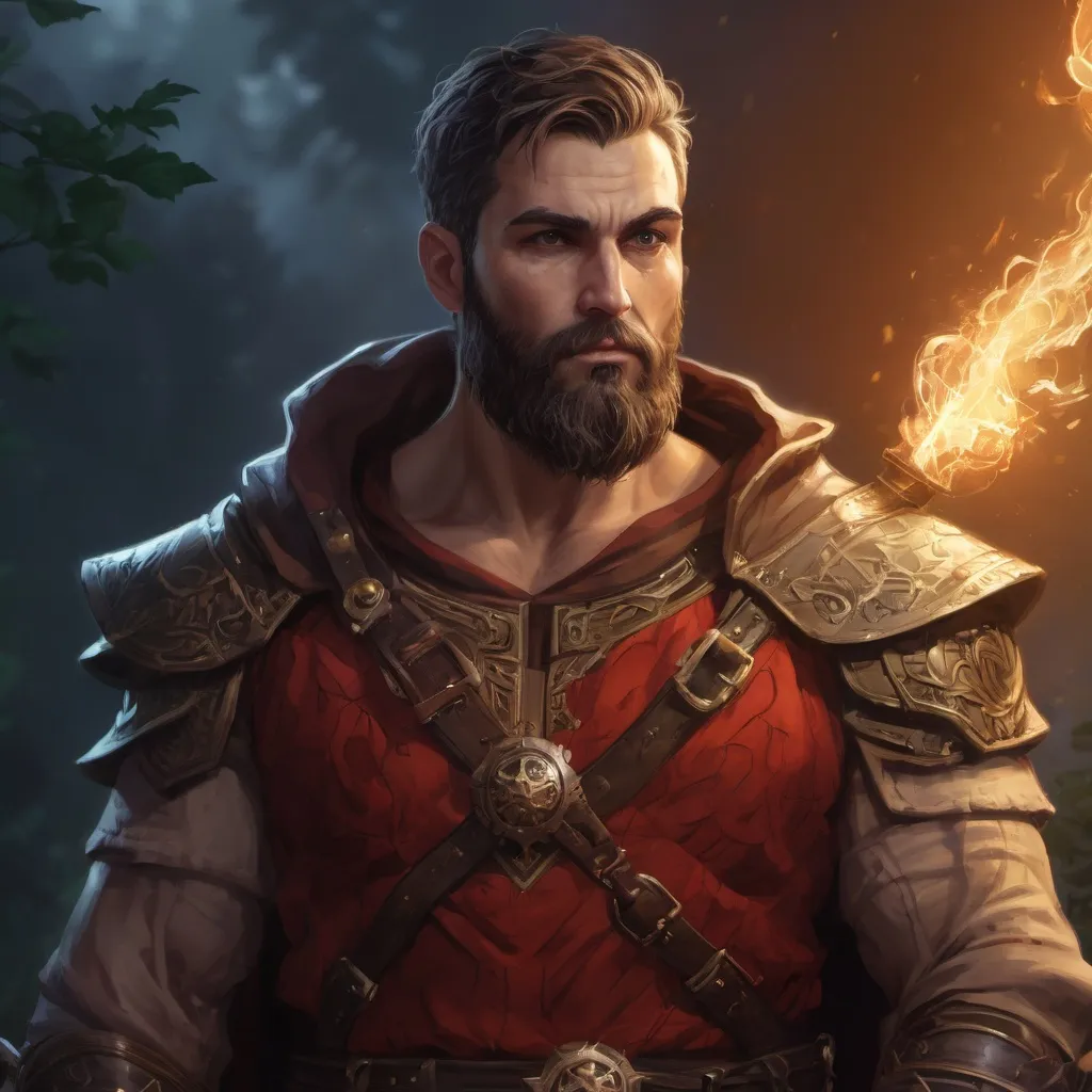 Prompt: male stocky heavy-set Albanian transmuter with short hair and beard,  hairy chest, casting swirly bright spell, in nature at night, pathfinder, d&d setting, in a realistic high quality digital art style