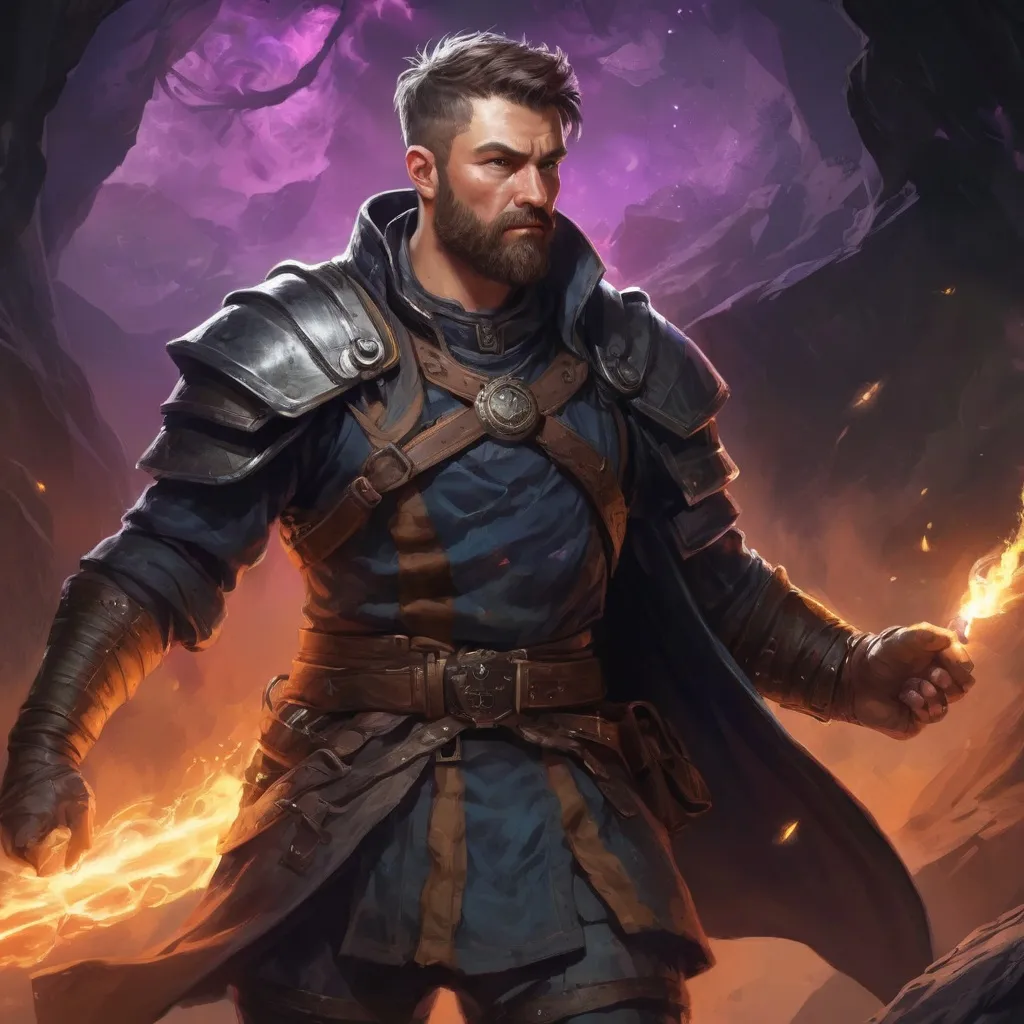 Prompt: Male stocky large mature Estonian fighter with short-cut hair and beard, exploring a dark astral magical dungeon in combat, pathfinder, d&d setting, in a realistic high quality digital art style, enhanced shadow quality, colorful