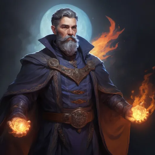 Prompt: Male stocky large mature sorcerer with short-cut hair and beard, exploring a dark astral dimention, pathfinder, d&d setting, in a realistic high quality digital art style, enhanced shadow quality, colorful