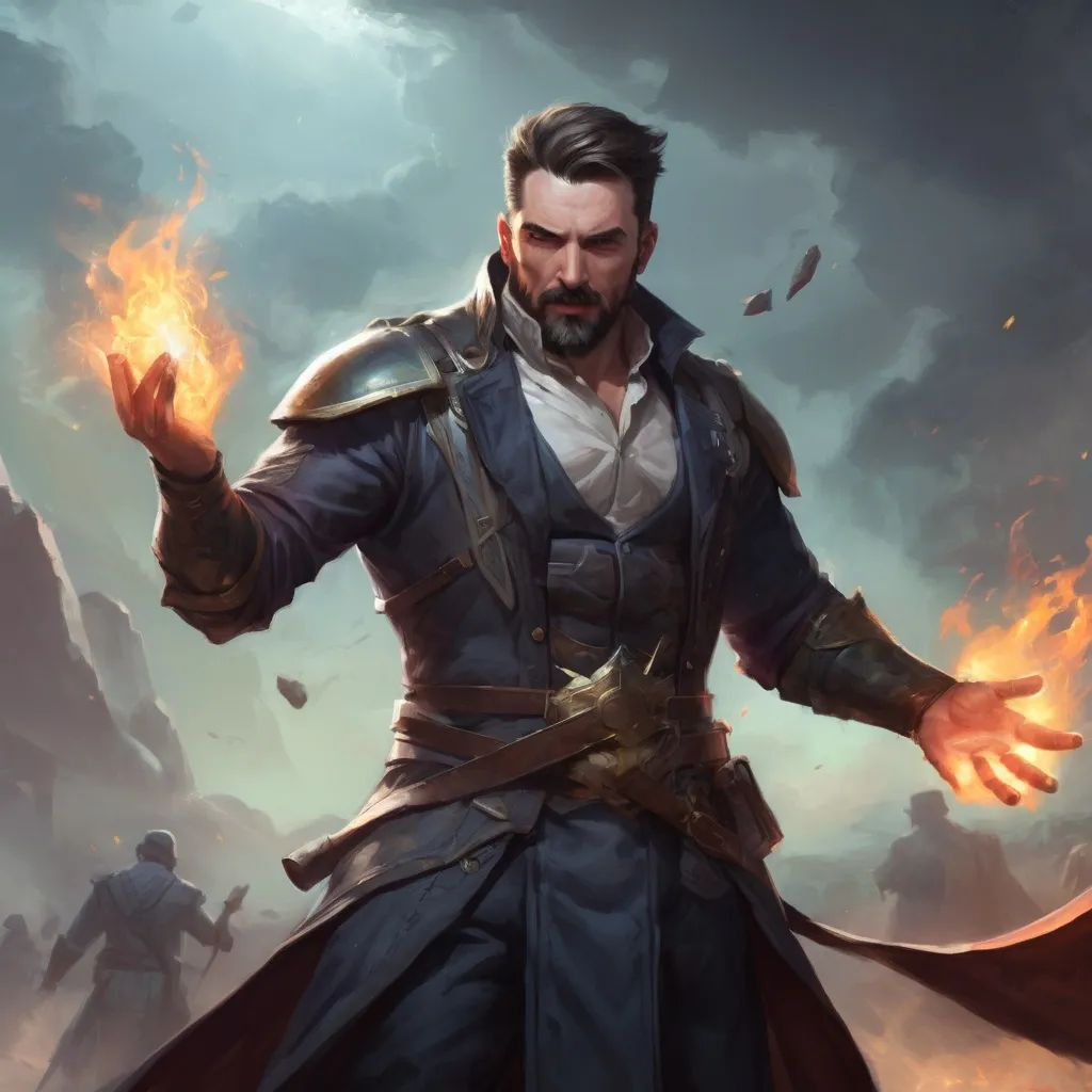 Prompt: Male stocky mature muscular illusionist with short-cut hair and beard, on a battlefield, in combat, Casting a spell, pathfinder, d&d setting, in a realistic high quality digital art style, enhanced shadow quality, colorful
