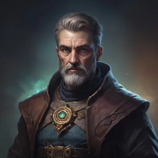 Prompt: Male stocky large mature irish transmuter with short-cut hair and beard, exploring a dark astral plane, pathfinder, d&d setting, enhanced shadow quality, colorful