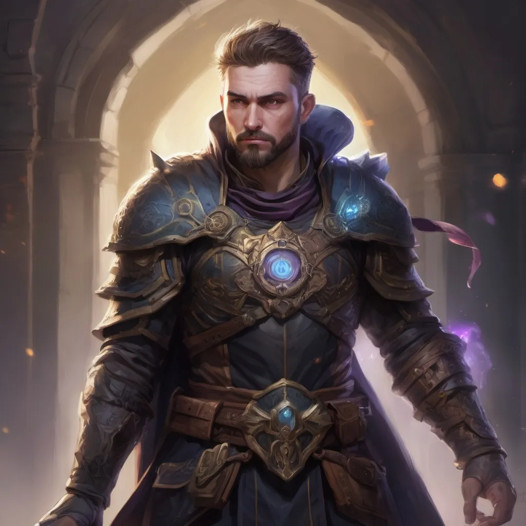 Prompt: (Torso) Male stocky large mature holy-paladin with short-cut hair and beard, exploring a dark dimention, surrounded by bright magic, pathfinder, d&d setting, in a realistic high quality digital art style, enhanced shadow quality, colorful