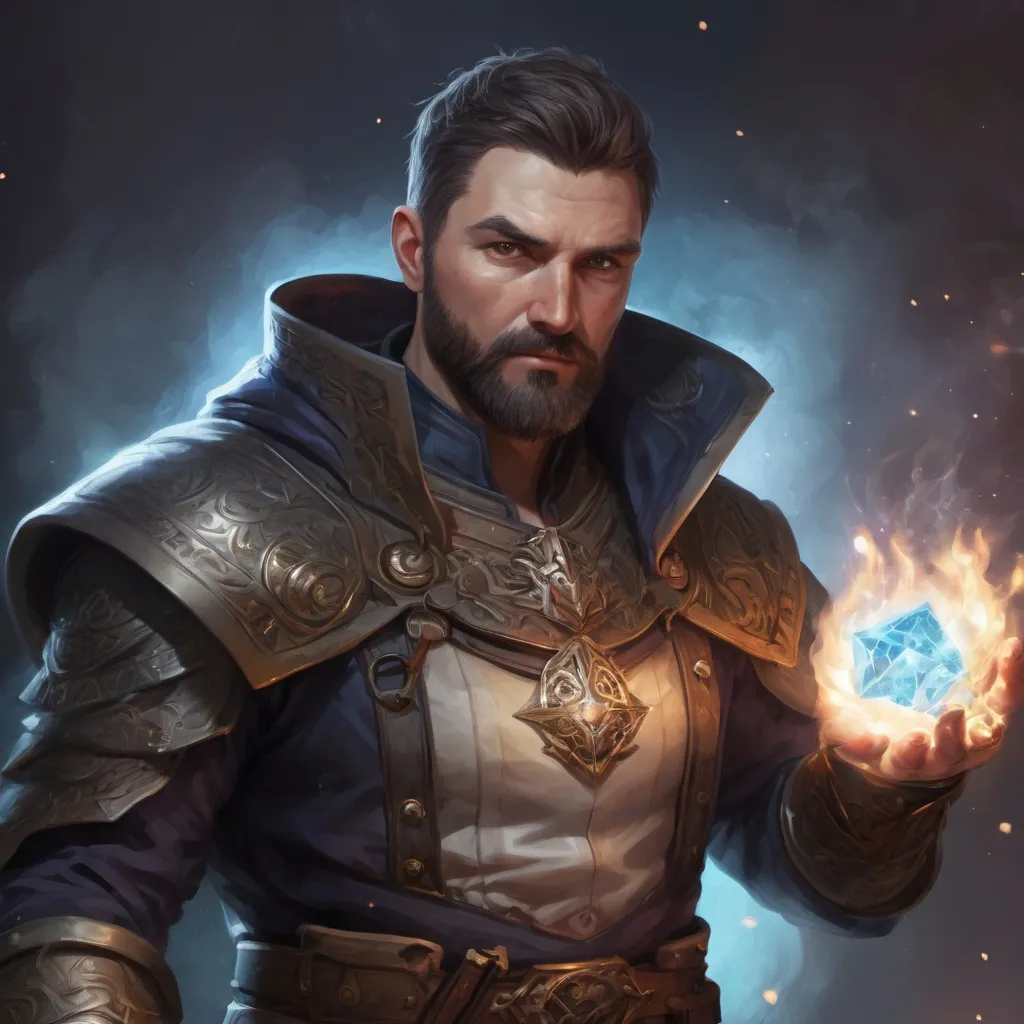 Prompt: Male stocky mature maguswith short-cut hair and beard, in combat holding magic, inside of an astral magical dimention, pathfinder, d&d setting, in a realistic high quality digital art style, enhanced shadow quality