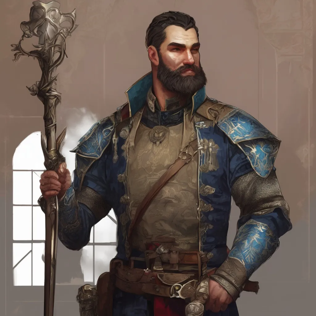 Prompt: (Full body) male stocky young royal noble with short-cut hair and beard, in a dark room, pathfinder, d&d setting, in a realistic high quality digital art style