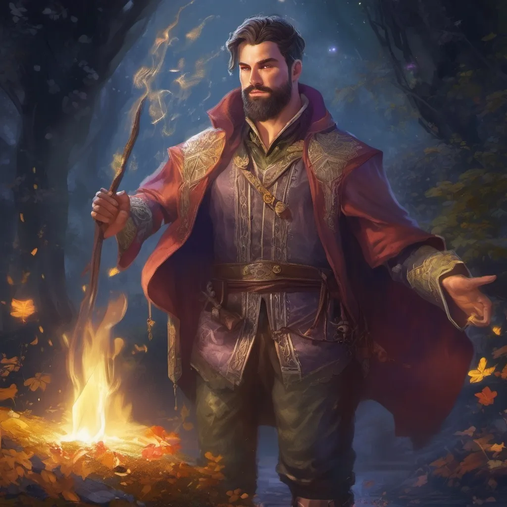 Prompt: (Full body) male stocky magus with short-cut hair and beard, casting a swirly astral-spell, in nature at night pathfinder, d&d setting, in a realistic digital art style