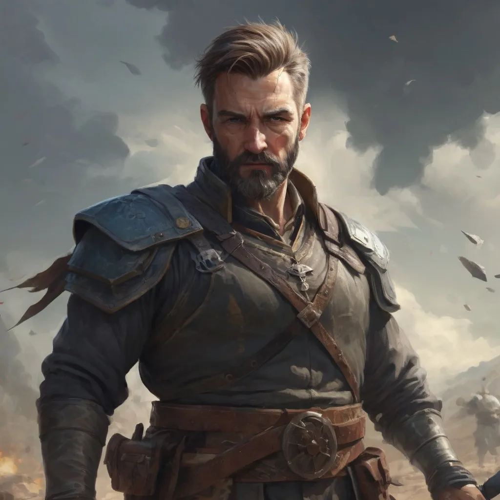 Prompt: Male stocky heavy-set mature illutionist with short-cut hair and beard, on a battlefield, in combat, casting a sage-spell, pathfinder, d&d setting, enhanced shadow quality, realistic