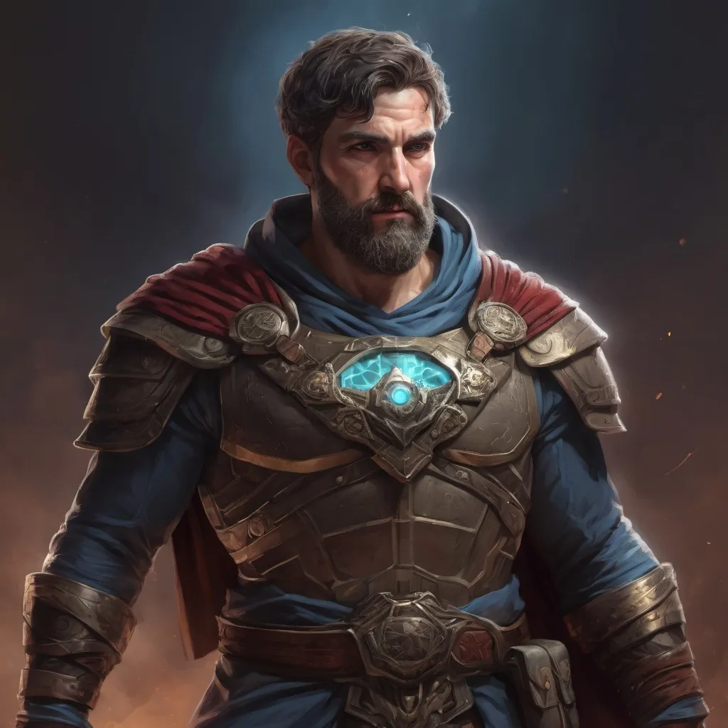 Prompt: Male stocky large mature greek fighter with short-cut hair and beard, exploring a dark astral plane, pathfinder, d&d setting, in a realistic high quality digital art style, enhanced shadow quality, colorful
