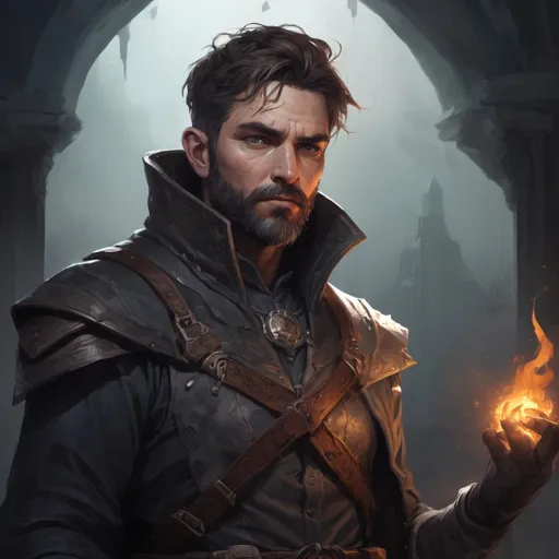 Prompt: Male stocky large mature assassin with short-cut hair and beard, exploring a dark astral dimention, pathfinder, d&d setting, in a realistic high quality digital art style, enhanced shadow quality, colorful