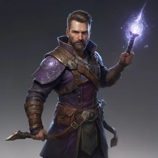 Prompt: (torso) Male stocky large 39-year old battle-mage with short-cut hair and beard, engaged in combat casting an arcane-spell inside of a dark dungeon, in movement, pathfinder, d&d setting, realistic, enhanced shadow quality, colorful