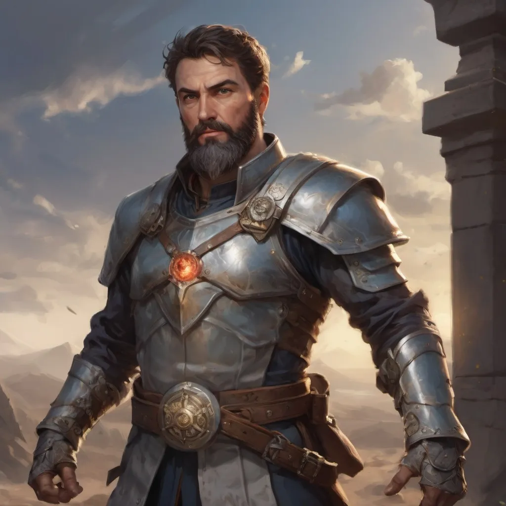 Prompt: Male heavy-set mature fit Cleric with short-cut hair and beard, casting healing-magic out of hands , in a windy battlefield, pathfinder, d&d setting, enhanced shadow quality