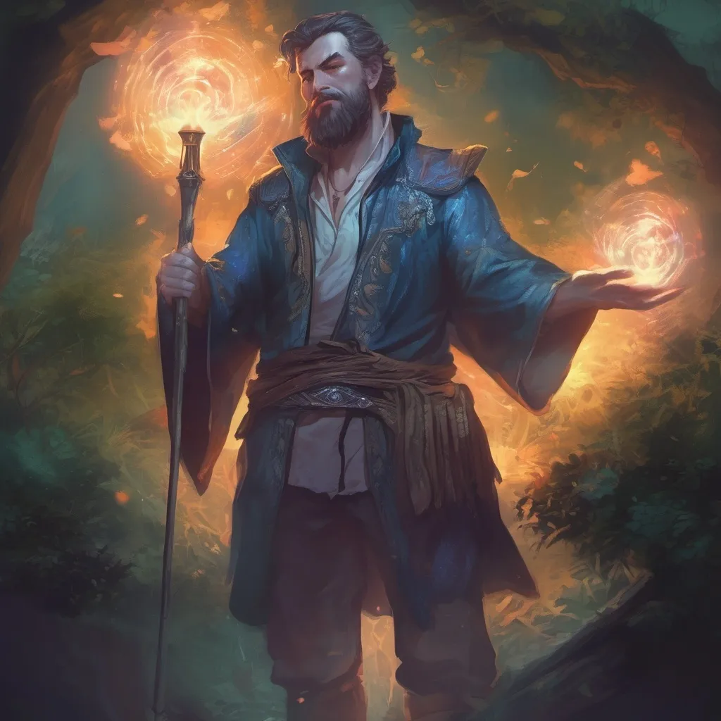 Prompt: (Full body) male stocky magus with short-cut hair and beard, casting a swirly astral-spell, in nature at night pathfinder, d&d setting, in a realistic digital art style