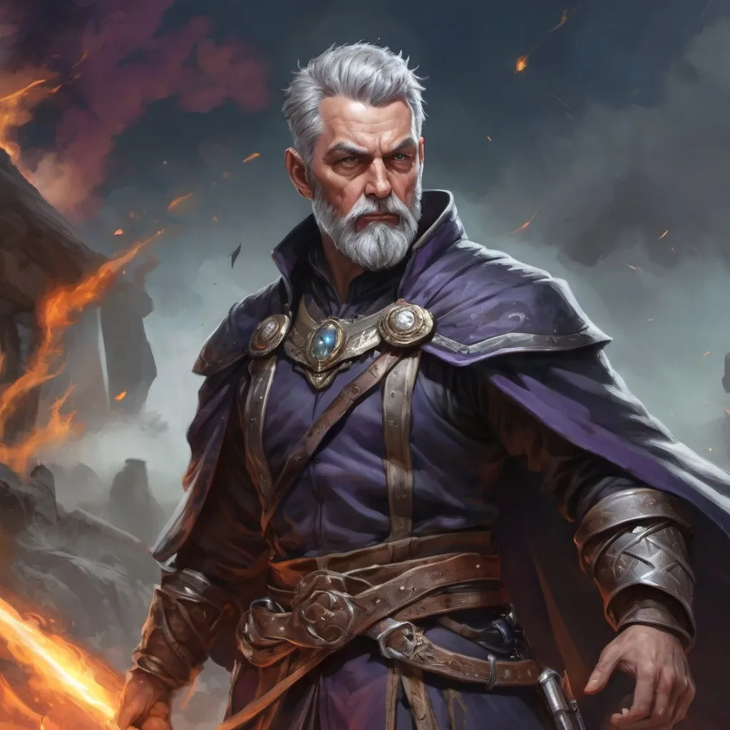 Prompt: Male stocky  mature illusion-mage with short-cut hair and beard, on a battlefield, in combat, casting a whitespell, pathfinder, d&d setting, enhanced shadow quality, colorful