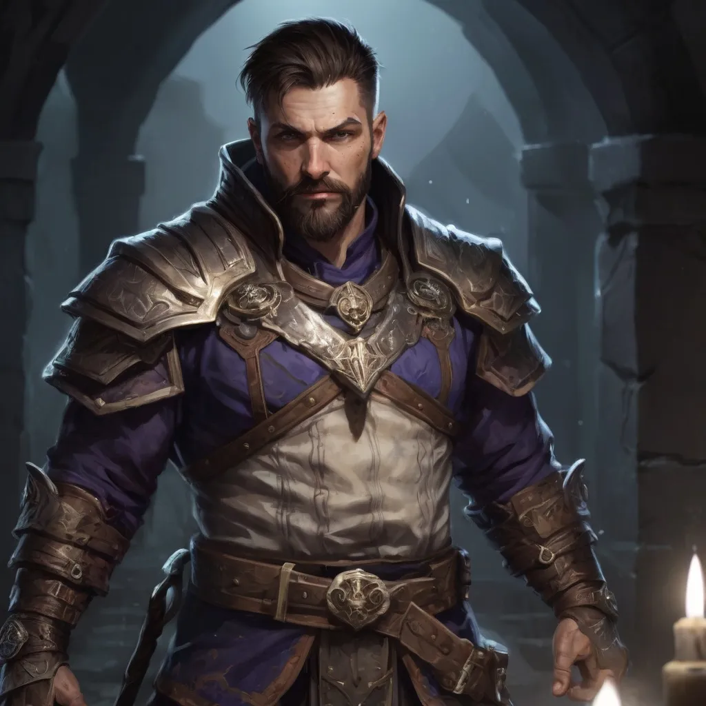 Prompt: (torso) Male stocky large battle-mage with short-cut hair and beard, engaged in combat casting an arcane-spell inside of a dark dungeon, in movement, pathfinder, d&d setting, realistic, enhanced shadow quality, colorful