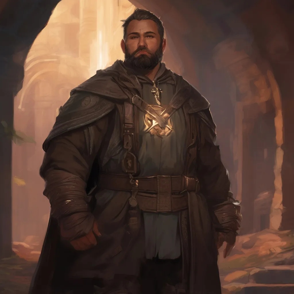 Prompt: (Full body) male stocky large young wizard with light brown short-cut hair and beard, in a dark underground, pathfinder, d&d setting, in a realistic digital art style