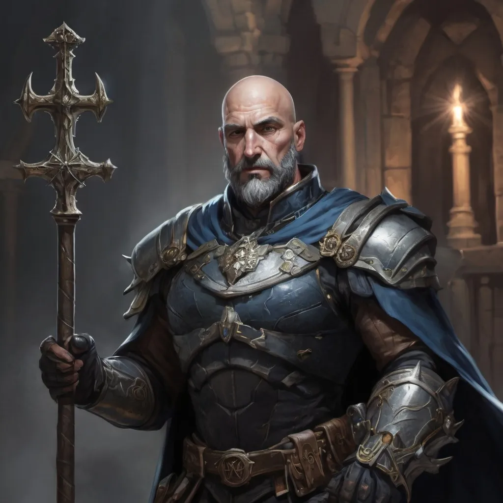 Prompt: (torso) Male stocky fit 39-year old royal magus with short-cut hair and beard, holding a magic staff, in movement, standing in a dark castle, pathfinder, d&d setting, enhanced shadow quality, colorful