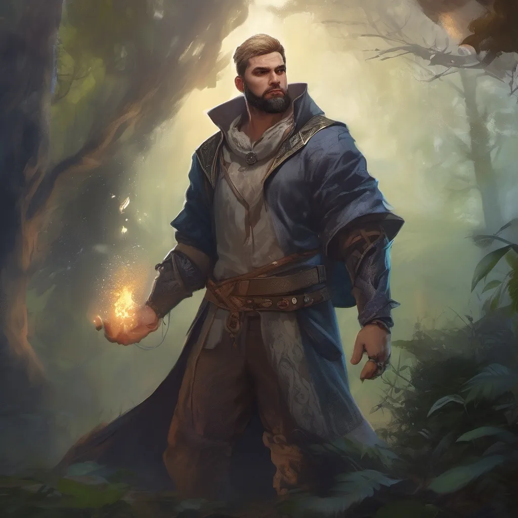 Prompt: (Full body) male manly stocky nature-mage with blonde short-cut hair and beard, casting a magical nature-spell, in nature at night, pathfinder, d&d setting, in a realistic digital art style