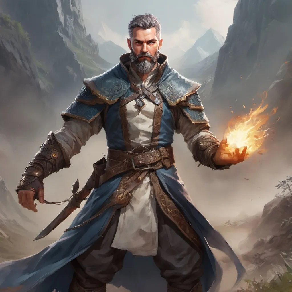 Prompt: Male stocky heavy-set mature Nature-mage with short-cut hair and beard, on a battlefield, in combat, casting a white-spell, pathfinder, d&d setting, in a realistic high quality digital art style, enhanced shadow quality, colorful