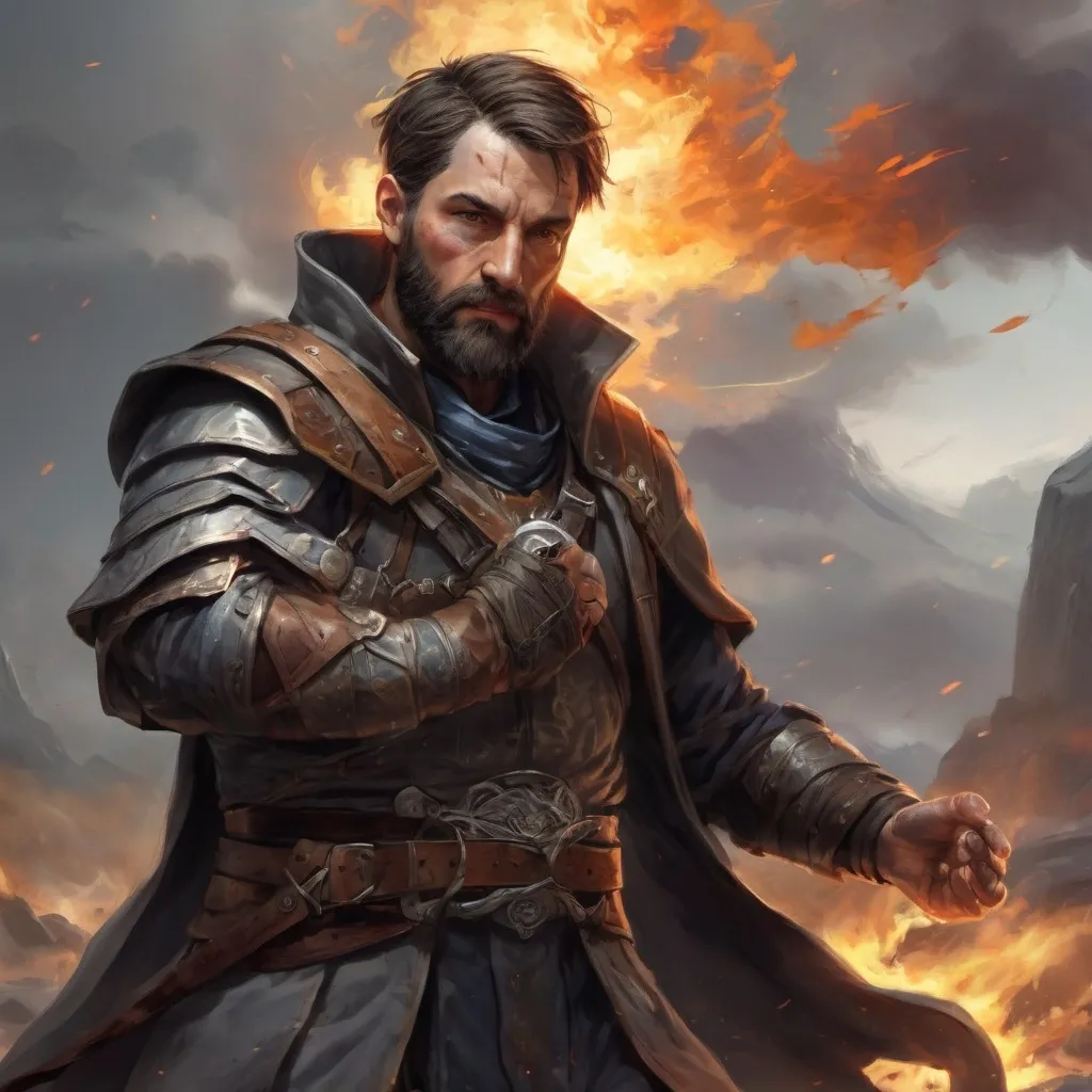 Prompt: Male heavy-set mature fit Cleric with short-cut hair and beard, casting healing-magic out of hands on a wounded male warrior with short hair and a beard, in a windy battlefield, pathfinder, d&d setting, enhanced shadow quality