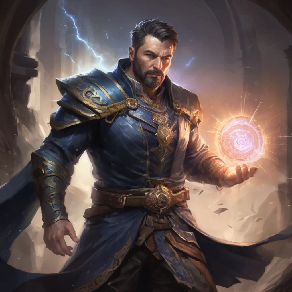 Prompt: (torso) Male stocky large fit 37-year old eidolon-summoner with short-cut hair and beard, casting a magic-ray out of hands in a windy path, pathfinder, d&d setting, in a realistic high quality digital art style, enhanced shadow quality, colorful