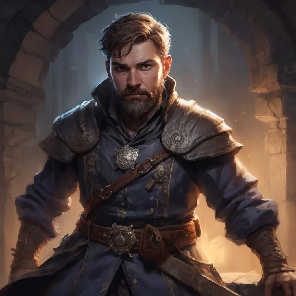 Prompt: Male stocky large Scottish arcanist with short-cut hair and beard, exploring a dark astral magical dungeon, pathfinder, d&d setting, enhanced shadow quality