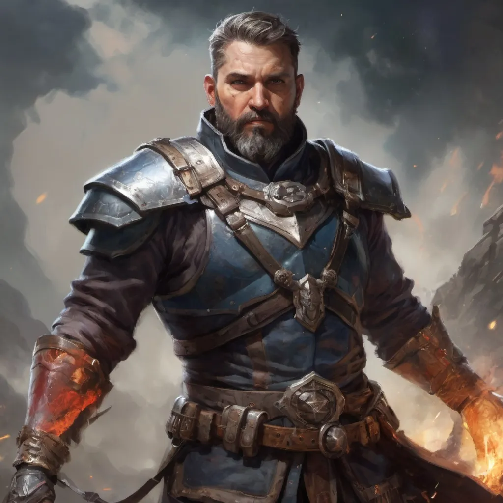 Prompt: Male heavy-set mature fit Cleric with short-cut hair and beard, casting healing-magic out of hands on a wounded male warrior with short hair and a beard, in a windy battlefield, pathfinder, d&d setting, enhanced shadow quality