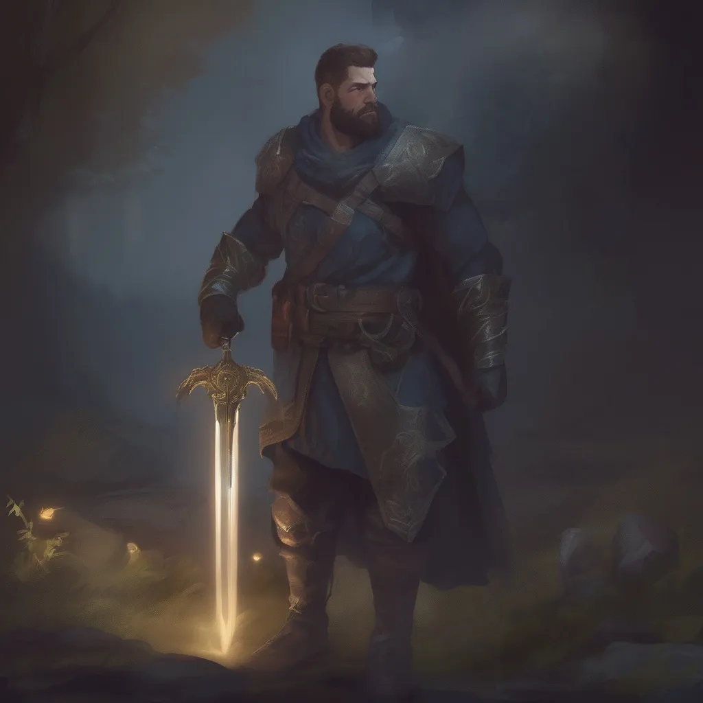 Prompt: (Full body) male manly stocky holy paladin with dark short-cut hair and beard, in nature at night, pathfinder, d&d setting, in a realistic digital art style