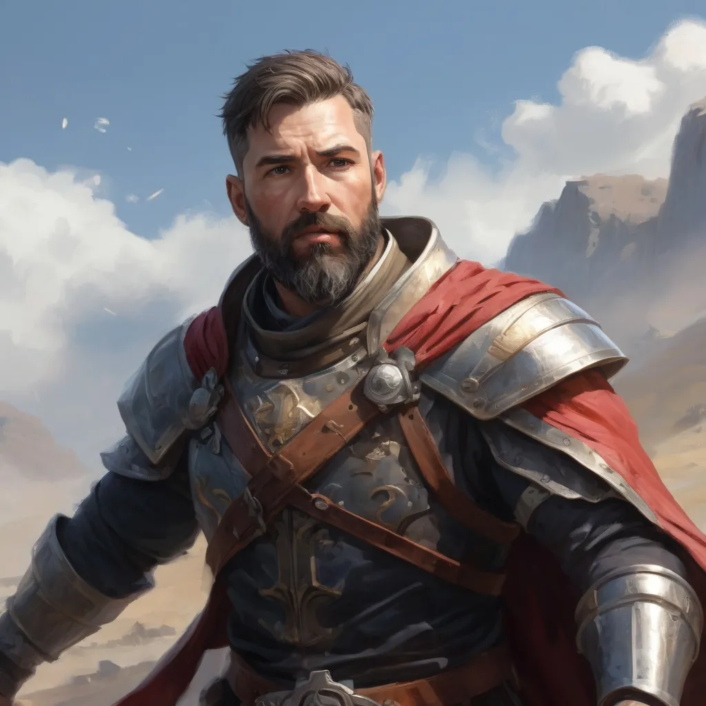 Prompt: Male heavy-set mature fit Cleric with short-cut hair and beard, casting healing-magic out of hands on a wounded male warrior with short hair and a beard, in a windy battlefield, pathfinder, d&d setting, enhanced shadow quality