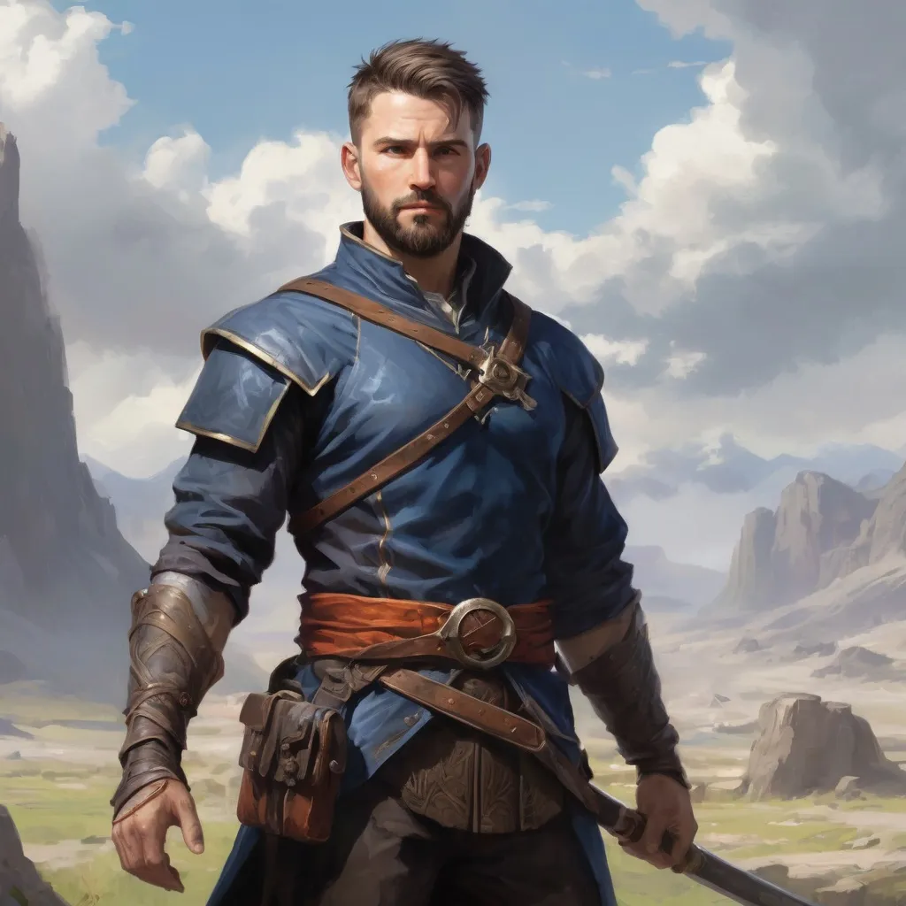 Prompt: (head and torso) Male heavy-set fit 30-year old hunky sorcerer with short-cut hair and beard, holding magic-spell, on a windy battlefield, pathfinder, d&d setting, enhanced shadow quality