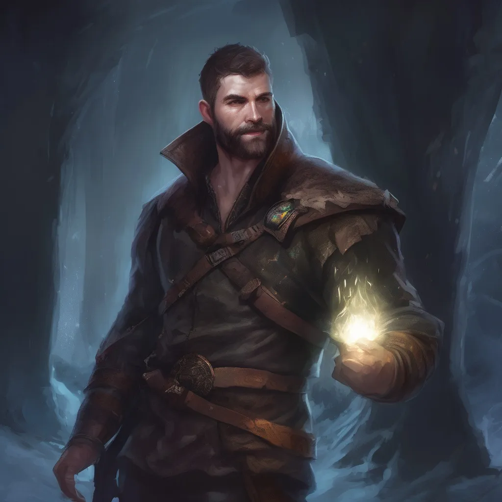 Prompt: (Full body) male handsome large muscular magical mystic with short hair and beard, outside of a cave by a forest at night, pathfinder, d&d setting, in a realistic high quality digital art style