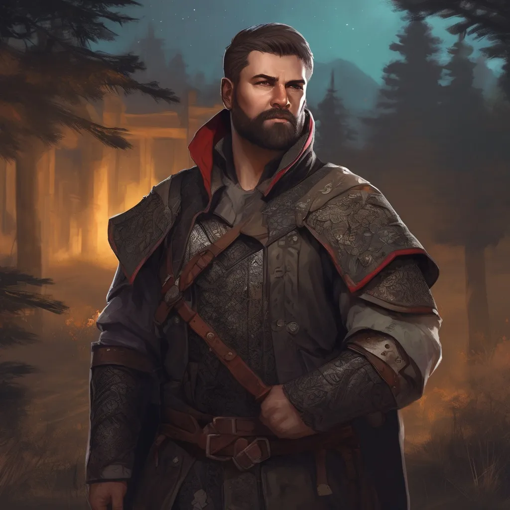 Prompt: (Full body) male stocky russian inquisitor with short hair and beard, big arms, in nature at night, pathfinder, d&d setting, in a realistic digital art style