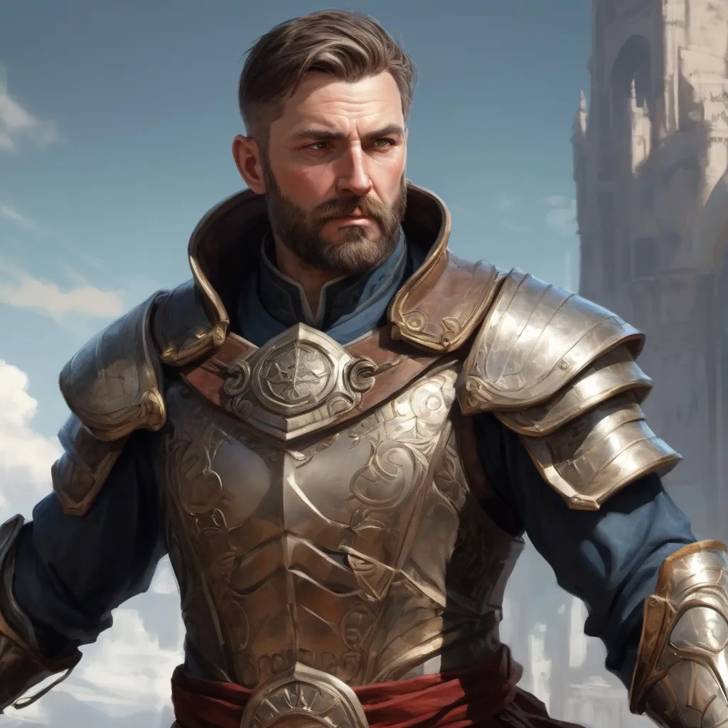 Prompt: (torso) Male stocky large fit 37-year old  royal noble Archmage with short-cut hair and beard, casting a magic-ray out of hands in a windy path, pathfinder, d&d setting, in a realistic high quality digital art style, enhanced shadow quality