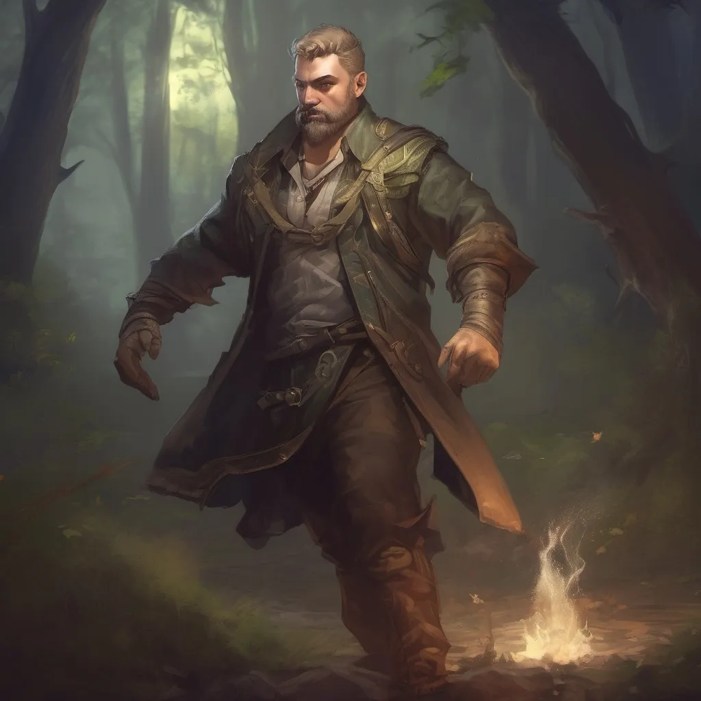 Prompt: (Full body) male manly stocky nature-mage with blonde short-cut hair and beard, casting a magical nature-spell, in nature at night, pathfinder, d&d setting, in a realistic digital art style