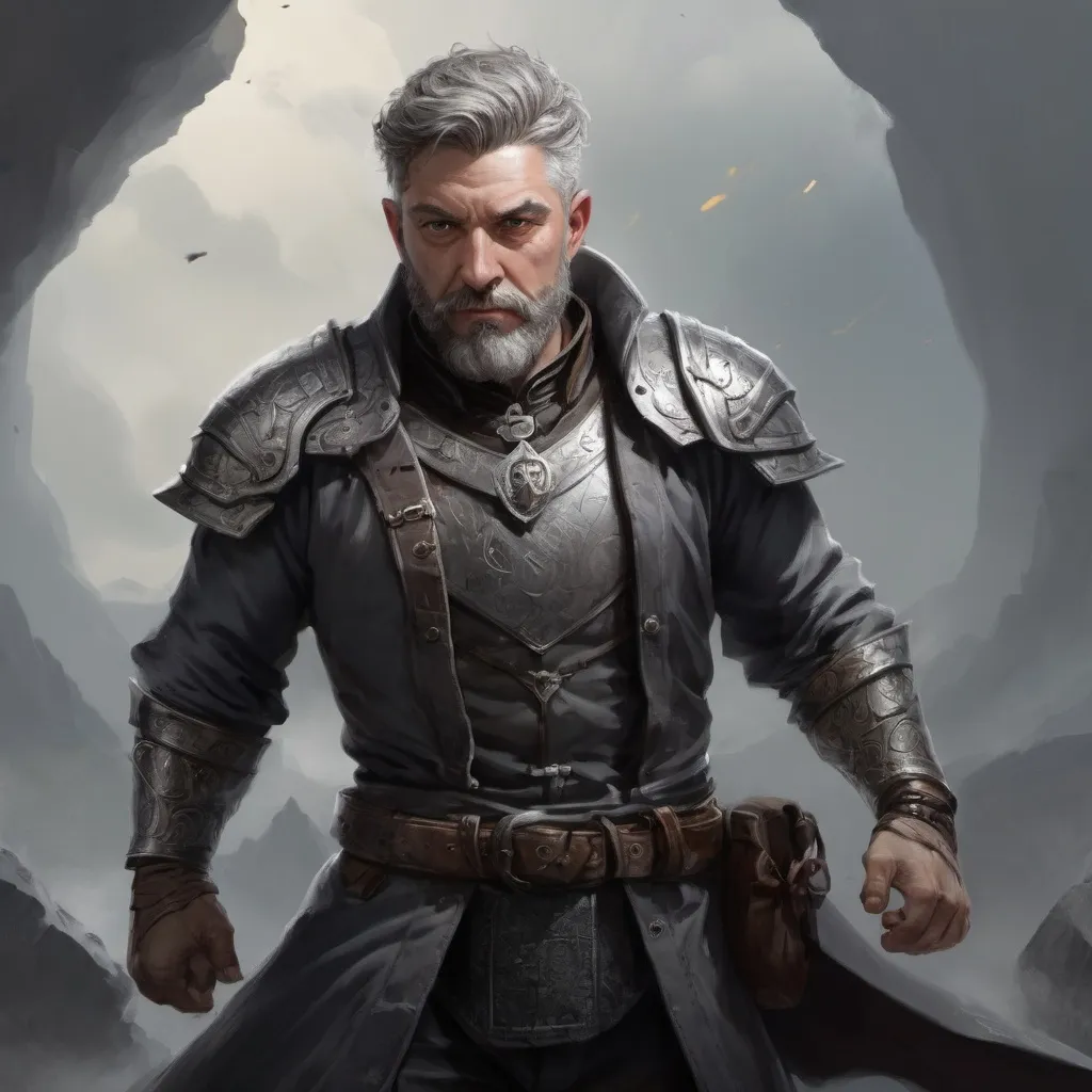 Prompt: Male stocky heavy-set mature illutionist with short-cut hair and beard, on a battlefield, in combat, casting a grey-spell, pathfinder, d&d setting, enhanced shadow quality, realistic