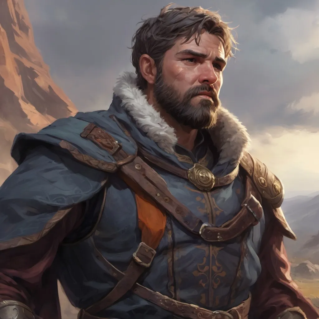 Prompt: Male stocky heavy-set scottish royal magus with short-cut hair and beard, casting spell on a windy battlefield, pathfinder, d&d setting, in a realistic high quality digital art style, enhanced shadow quality