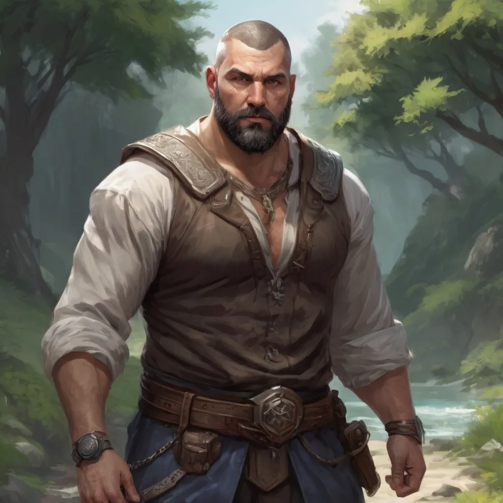 Prompt: (torso) Male stocky large fat beefy 37-year old enchanter with short-cut hair and beard, open shirt hairy chest, in combat casting a magic-ray out of hands in a windy path, pathfinder, d&d setting, in a realistic high quality digital art style, enhanced shadow quality, colorful