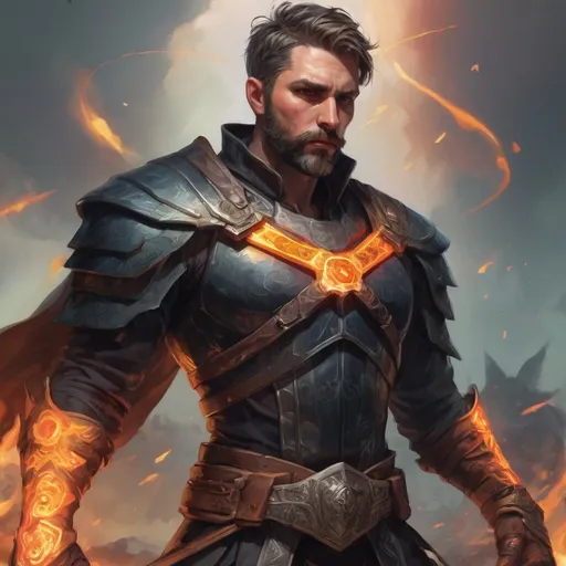 Prompt: Male stocky  mature illutionist with short-cut hair and beard, on a battlefield, in combat, casting a bright-spell, pathfinder, d&d setting, in a realistic high quality digital art style, enhanced shadow quality, colorful