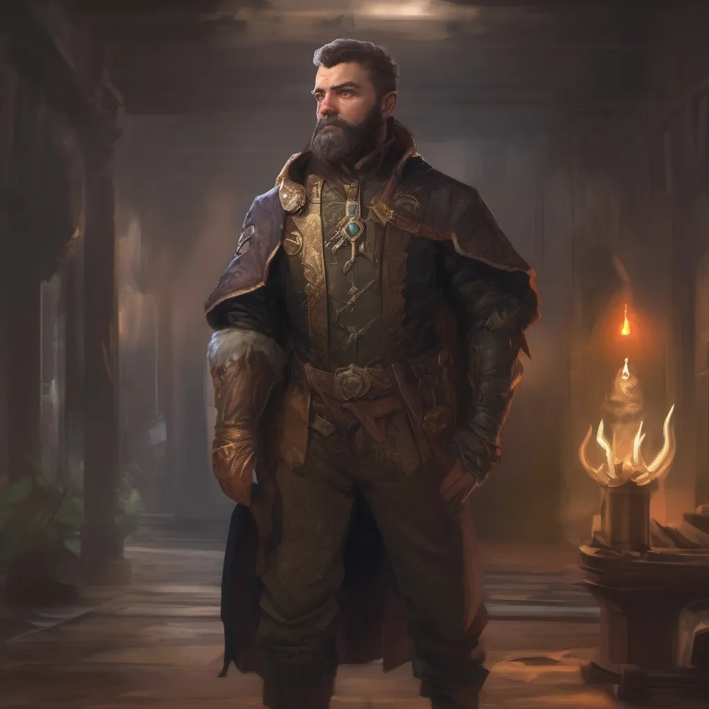 Prompt: (Full body) male stocky middle-aged magical artificer with black short-cut hair and beard, in a dark underground, pathfinder, d&d setting, in a realistic digital art style