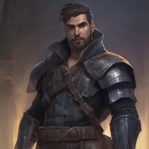 Prompt: (Full body) male stocky big-chested bandit with short hair and beard, no shirt on, in a dark castle, pathfinder, d&d setting, in a realistic digital art style