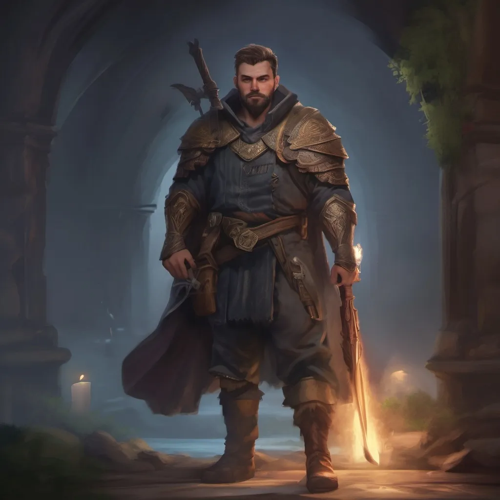 Prompt: (Full body) male stocky ranger with short-cut hair and beard, no shirt on, hairy chest, casting a swirly nature-spell, in nature at night pathfinder, d&d setting, in a realistic digital art style