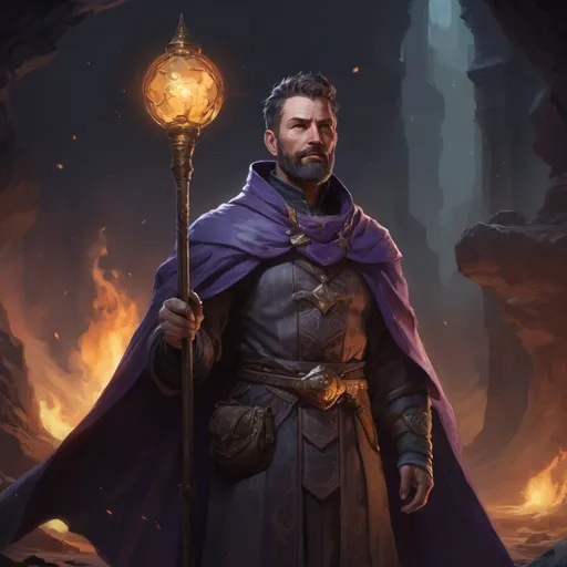 Prompt: Male stocky large mature summoner with short-cut hair and beard, exploring a dark astral dimention, pathfinder, d&d setting, in a realistic high quality digital art style, enhanced shadow quality, colorful