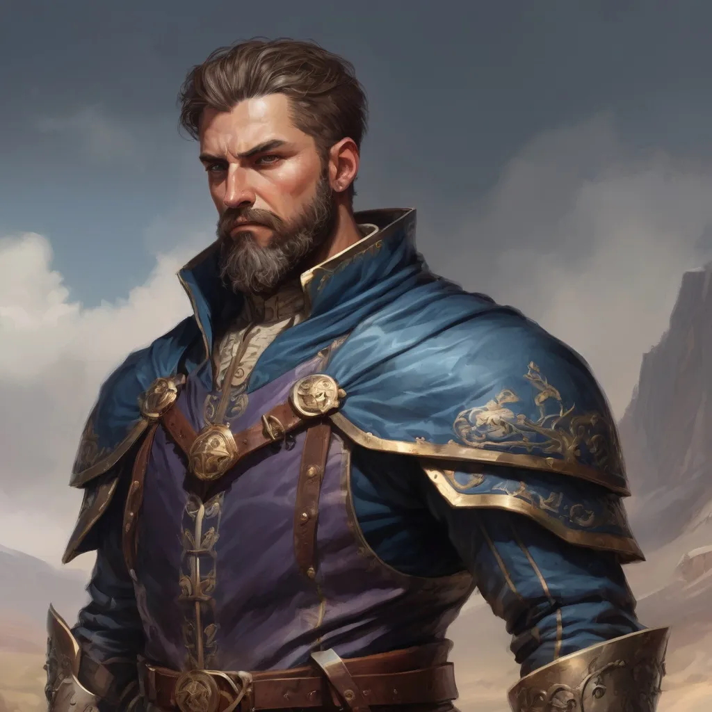 Prompt: Male stocky heavy-set italian royal magus with short-cut hair and beard, on a windy battlefield, pathfinder, d&d setting, in a realistic high quality digital art style, enhanced shadow quality
