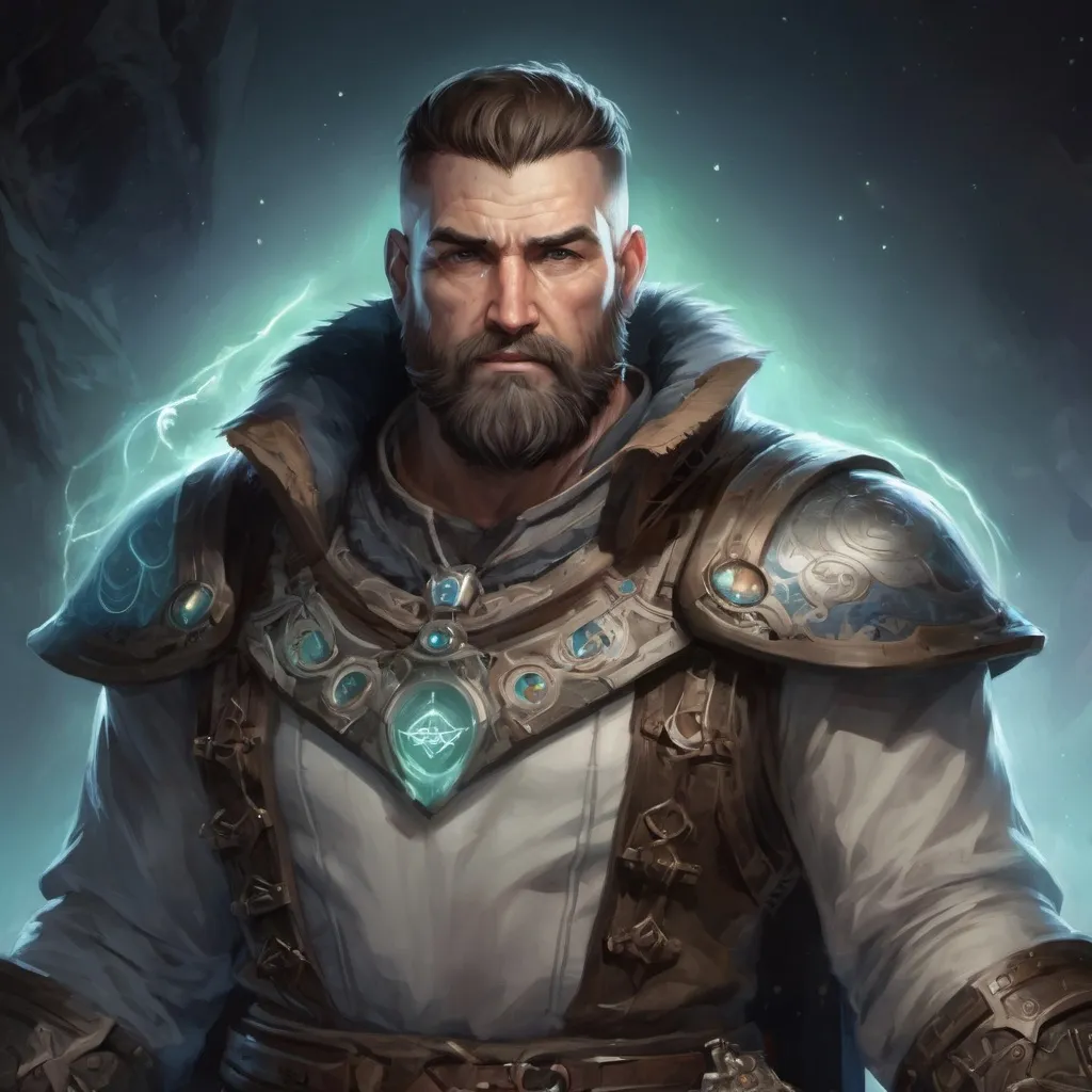 Prompt: (Torso) Male stocky heavy-set large fit cleric with short-cut hair and beard, hairy chest, casting a healing-spell out of hands, in a windy valley at night, pathfinder, d&d setting, enhanced shadow quality, colourful