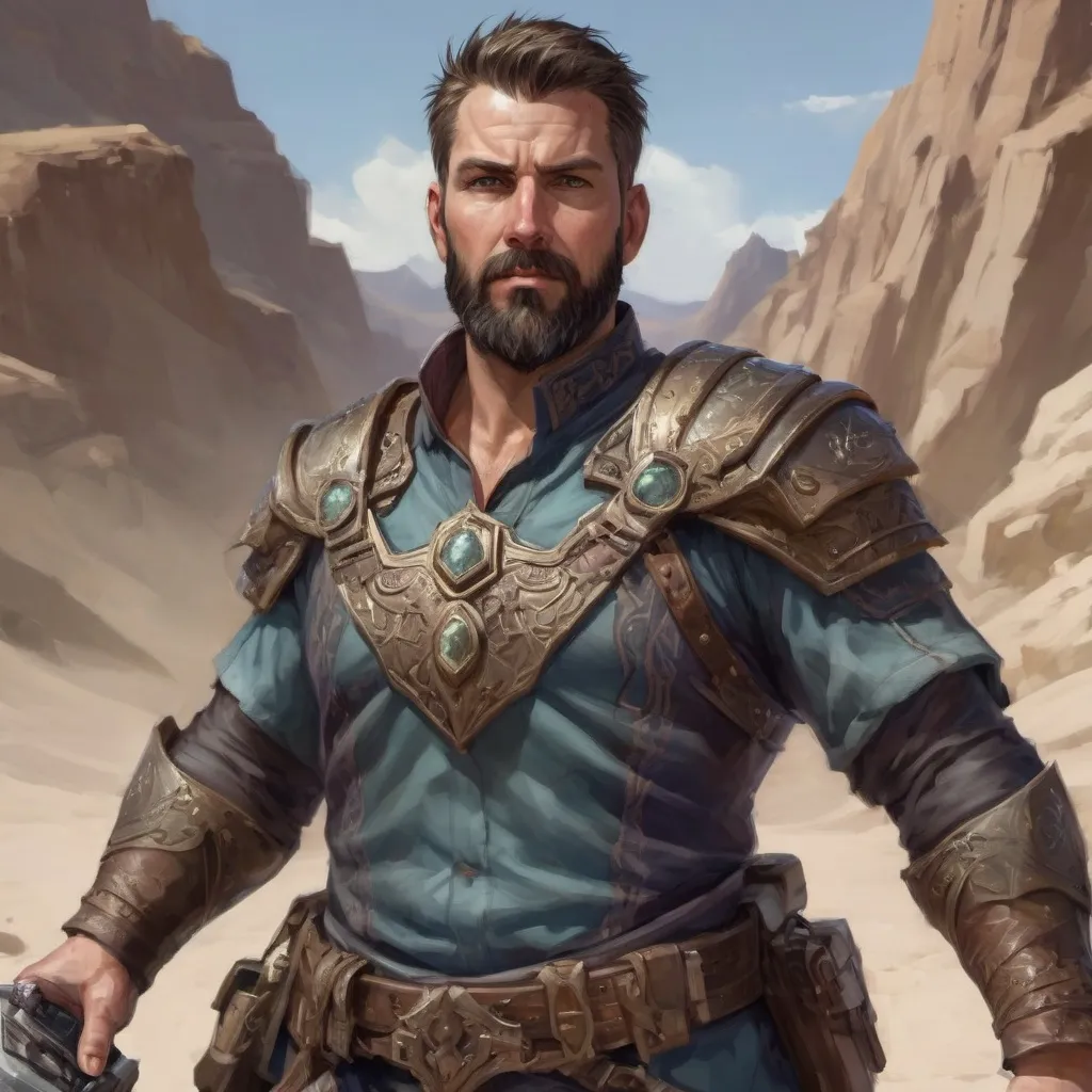 Prompt: (torso) Male stocky large fit 37-year old enchanter with short-cut hair and beard, open shirt hairy chest, in combat casting a magic-ray out of hands in a windy path, pathfinder, d&d setting, in a realistic high quality digital art style, enhanced shadow quality, colorful