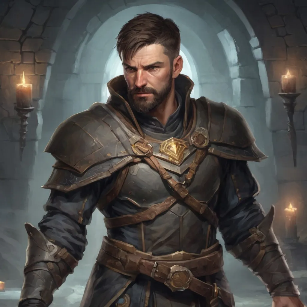 Prompt: (torso) Male stocky large fit 37-year old battle mage with short-cut hair and beard, casting a magic-ray out of hands in a underground dungeon, pathfinder, d&d setting, in a realistic high quality digital art style, enhanced shadow quality, colorful